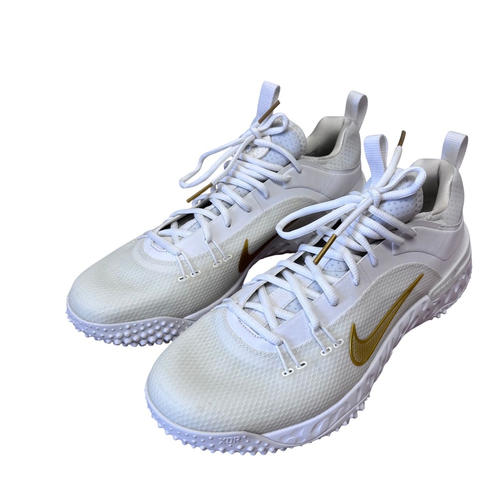 Nike Huarache 9 Elite TF Lax Lacrosse Shoes Sneaker Cleats Mens 12 White Active